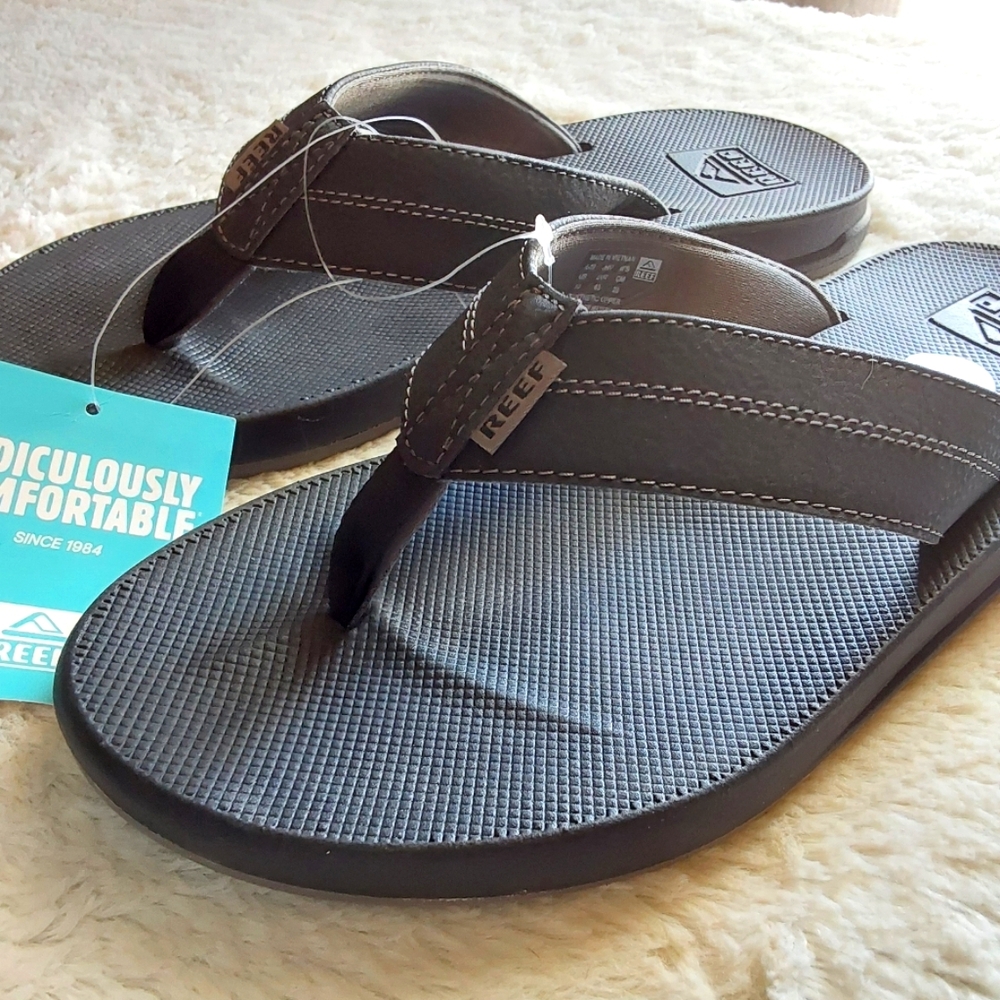 🌺 NWT Men's REEF Black Yoga Foam Flip Flops - Picture 9 of 10